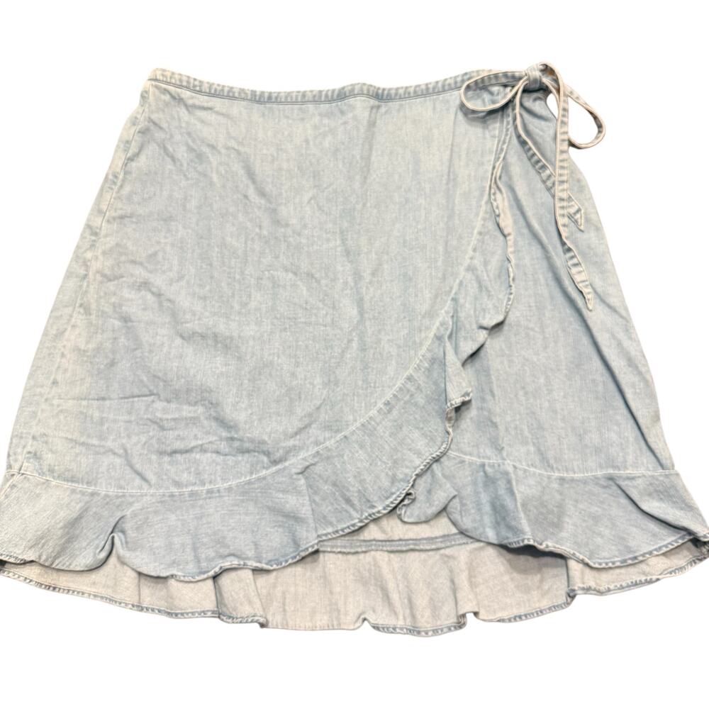 J. Crew Light Wash Denim Wrap Mini Skirt
